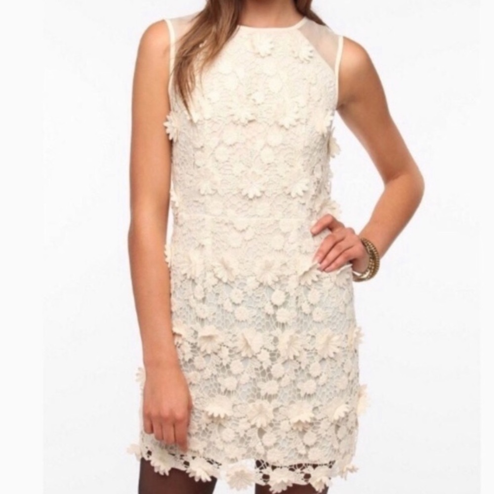 Thistlepearl Crochet Lace Floral Ivory Dress
